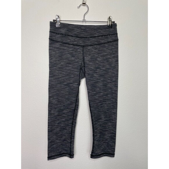 Lucy Small Powermax Hatha Capri Leggings Black Spacedye Low Rise Stretch - Picture 2 of 7